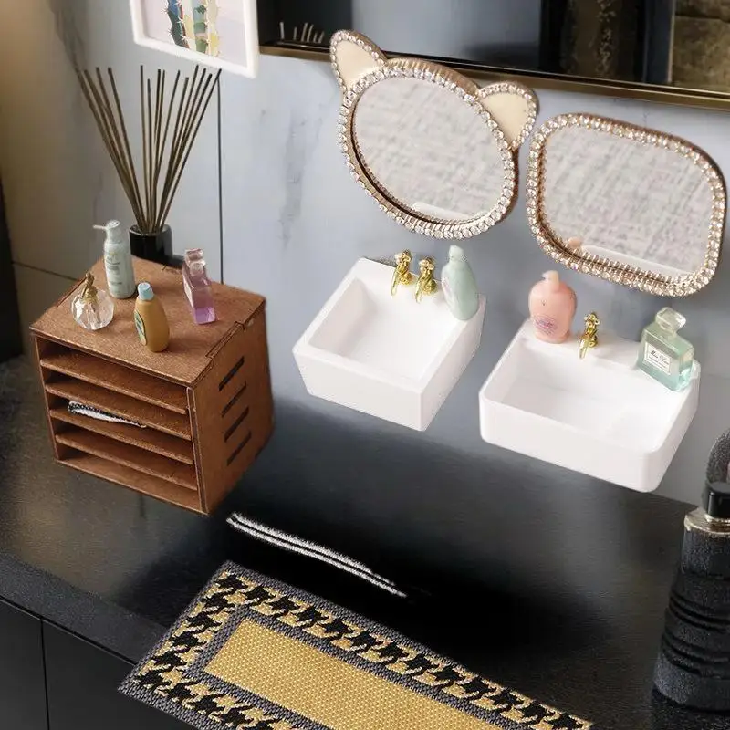 1/12 Home Accessories Dollhouse Bathroom Wash Basins Sinks Model Dollhouse Bathroom Furniture Decoration Dolls House