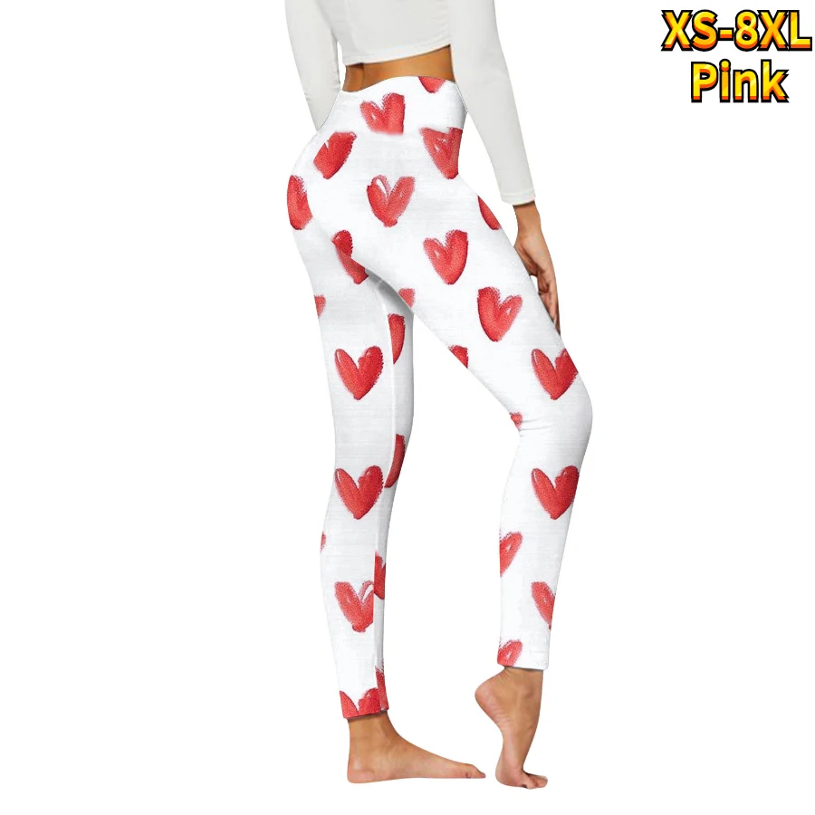 Women\'s Basic Love Printed Yoga Pants Elastic Yoga Leggings Gym Jogging Fitness Clothes Quick Dry Slim Pants XS-8XL