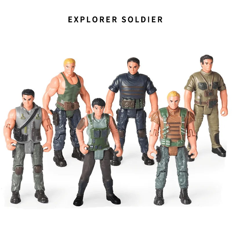 

1/18 Scale Movable Explorer Soldier Action Figure Police Fireman Explorer Hunter Model Playset Toy Gift for Kid Boy Gifts