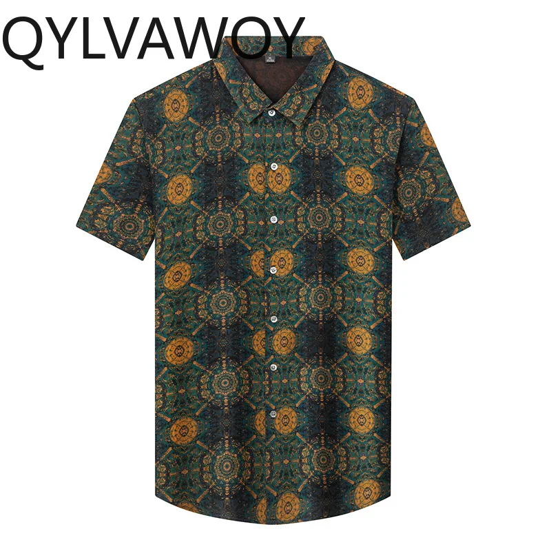 

QYLVAWOY New Men's Shirts Summer Tops 100% Mulberry Silk Shirts Casual Shirts for Man Short Sleeves Camisas Masculina Fashion