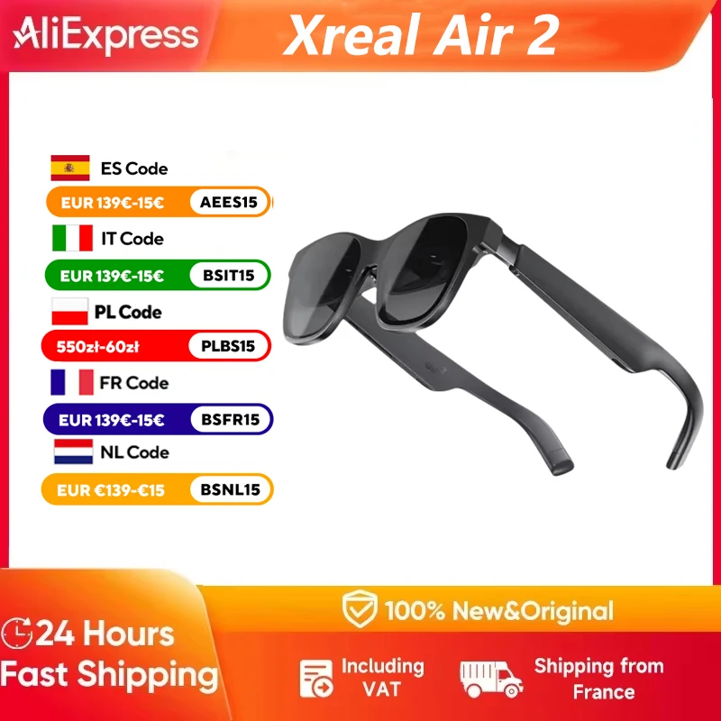 XREAL Air 2 Global pour Google Nreal Air2 AR lunettes écran Micro-OLED 120Hz précision des couleurs de qualité professionnelle XREAL Air 2 Global pour Google Nreal Air2 AR lunettes écran Micro-OLED 120Hz précision des couleurs de qualité professionnelle