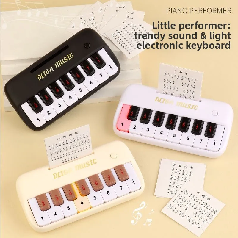 Portable 15 Keys Digital Keyboard Children's Mini Electronic Piano Children Musical Instrument Educational Toys for 3-6 Year Old