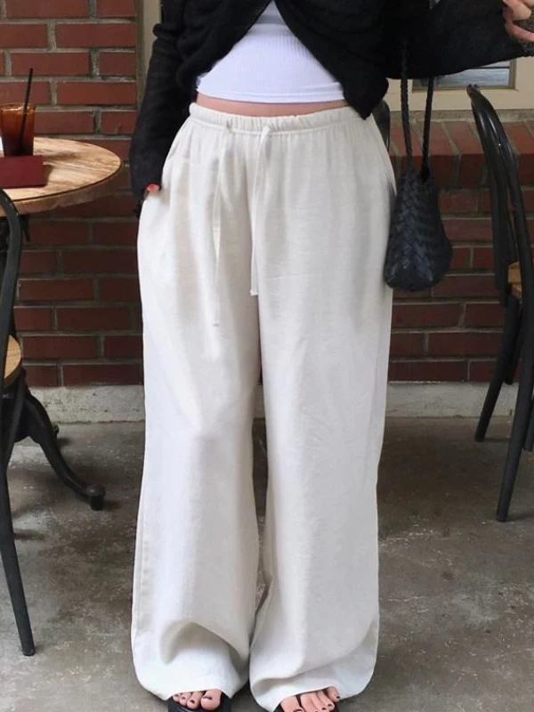 Pantaloni a gamba dritta a vita alta Pantaloni a gamba larga larghi versatili da donna Pantaloni casual coreani Sle di nuovo arrivo