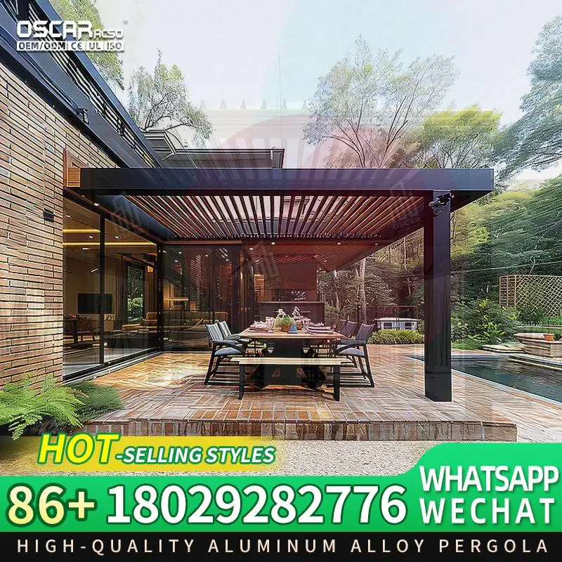 

Aluminum Wind Resistant Waterproof Outdoor Pavilion for Courtyard and Garden Pergola