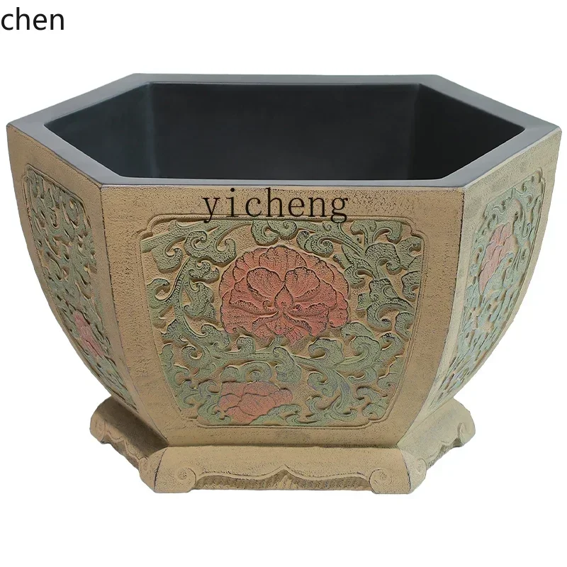 DSA  Chinese-style courtyard landscape arrangement large flower pot outdoor decoration planting bonsai