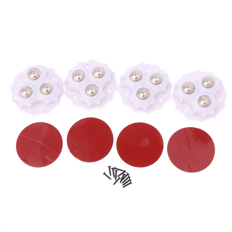 Mini rueda giratoria autoadhesiva de 4 piezas, rueda Universal de nailon/acero inoxidable, polea de rotación de 360 grados para basura de muebles