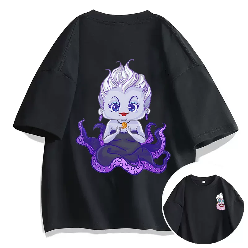 Disney The Little Mermaid Ursula print T-shirt Leisure Sports Street Harajuku Couple Student T-shirt