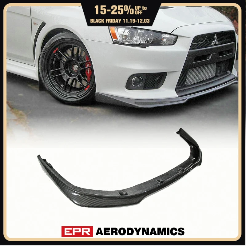 

Car Accessories EVO 10 Ralliart Style Carbon Fiber Front Lip Glossy Finish RA Bumper Splitter Body Kit For Mitsubishi Evolution