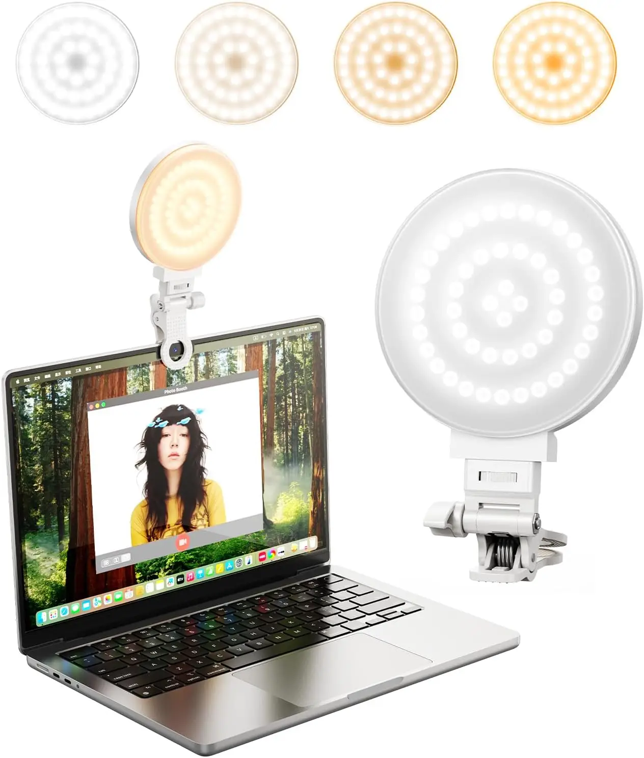 

Мини-лампа для селфи с 3 режимами цвета, 360° ° Вращающаяся перезаряжаемая светодиодная настольная лампа с креплением для телефонов и компьютеров, для фотографии