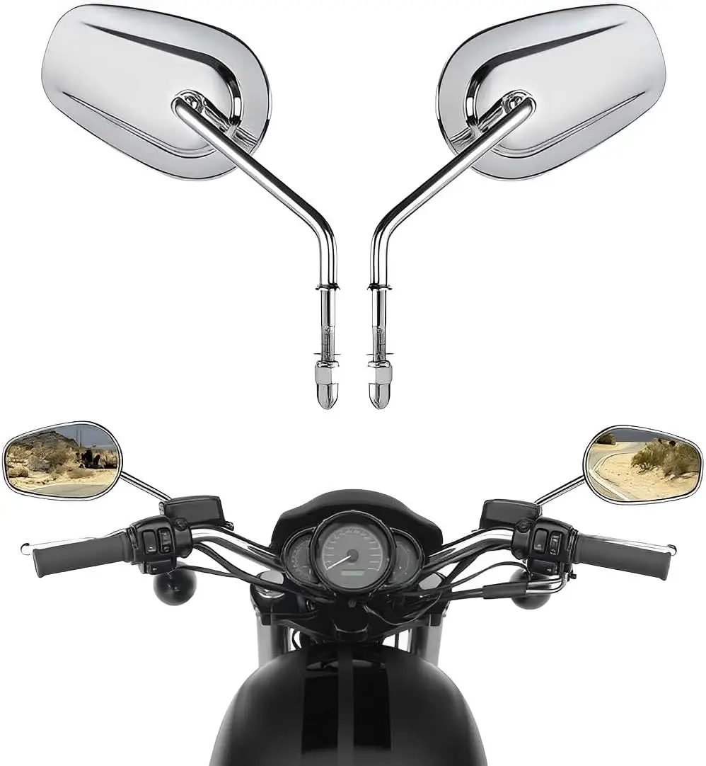 

Зеркала заднего вида 8 мм в форме капли для мотоциклов Harley, хромированная отделка