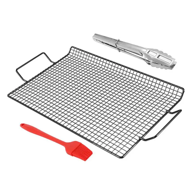 Grill Net Stainless Steel Wire Mesh Grill BBQ Net Non Sticky Grill Basket For Vegetables Portable Barbecue Utensils And BBQ