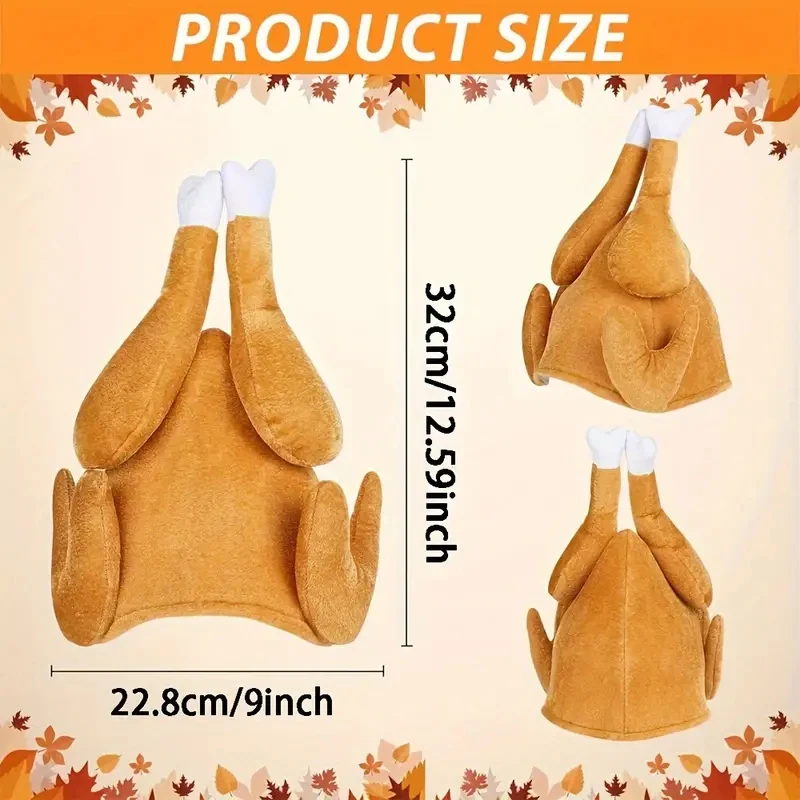 قطعة واحدة، قبعة ديك رومي محمصة، قبعة ممتعة لأزياء عيد الشكر للهالوين، مناسبة لمستلزمات حفلات أعياد الميلاد