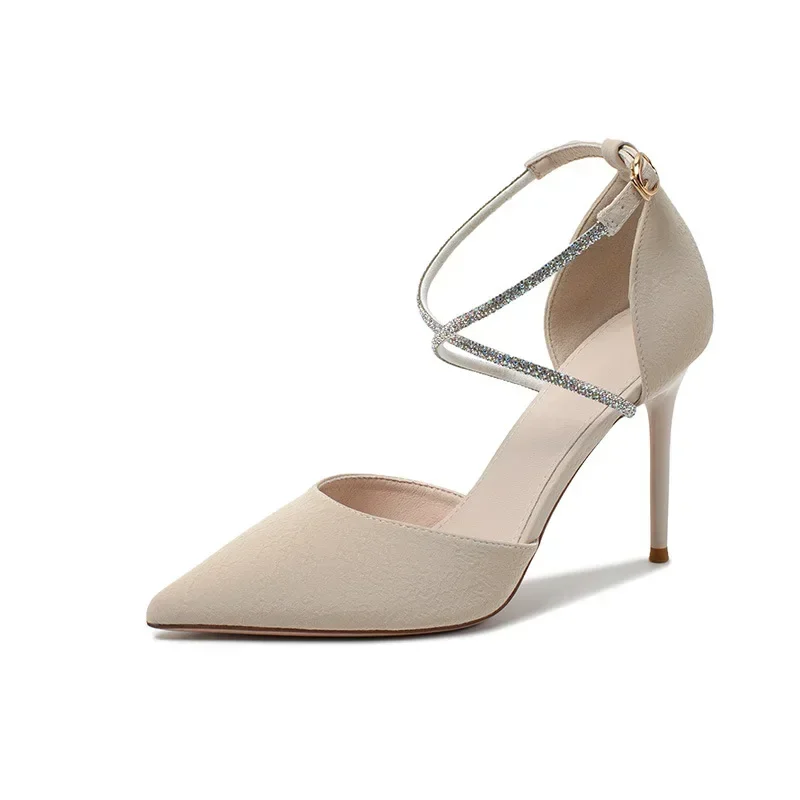 

French Style Women's High Heels 2025 New Spring Autumn Versatile Fairy Women's Style Midsole Void Single Shoe Womens