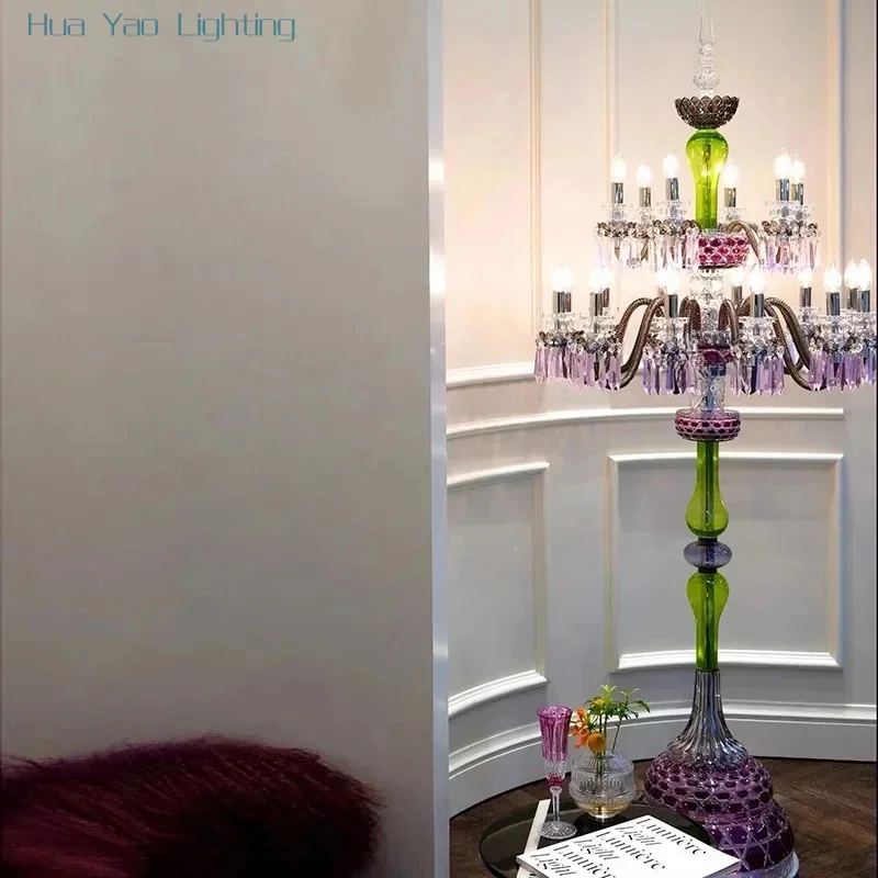 French Luxury Red Festive Floor Lamp - close-up view