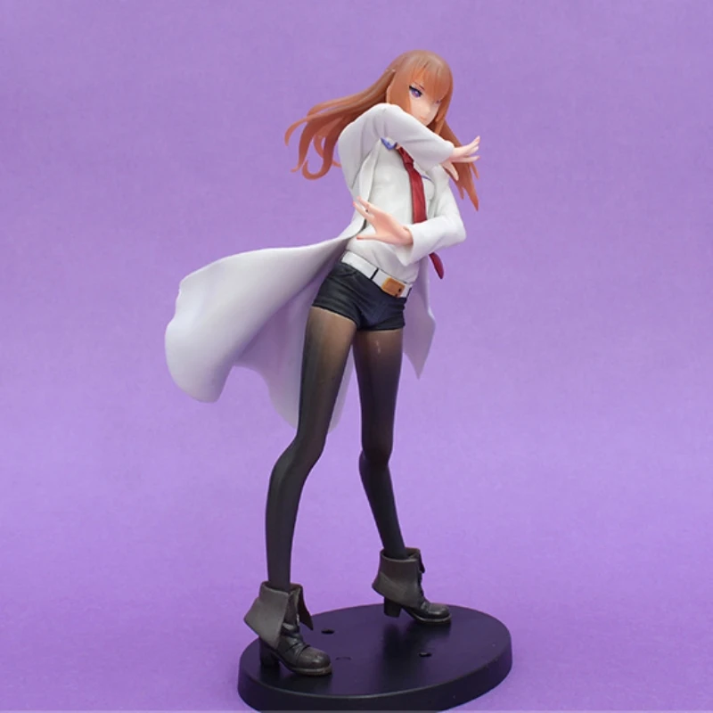 22cm Steins;Gate Makise Kurisu In Okarin'S Clothes Anime Girl Figure Model Statue Collection Desktop Decoration Ornament Toys