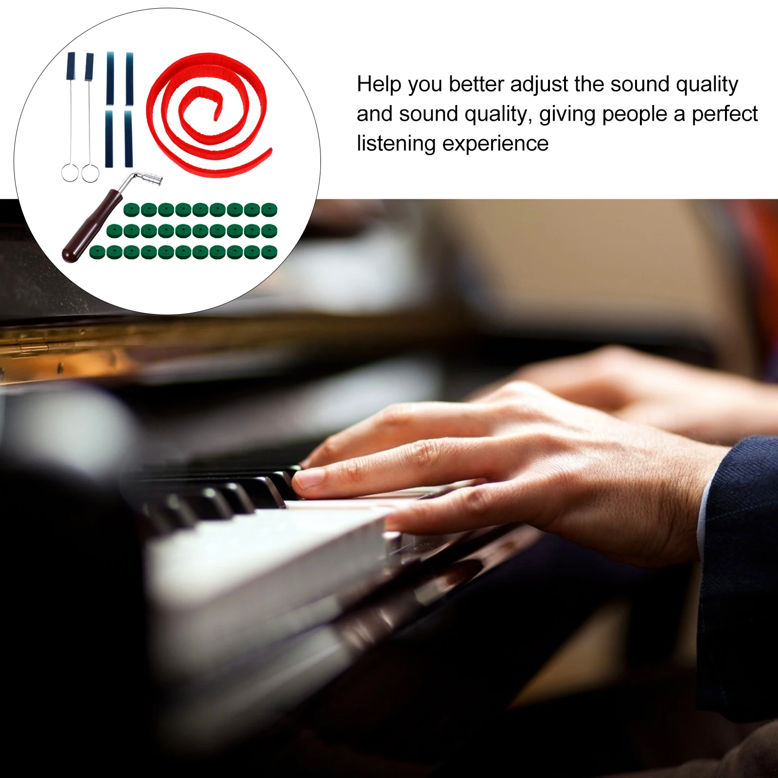 

Piano Tuning Tool Felt Temperament Strip Wrench Hammer Professional Tuner Rubber Mute Suite Kit