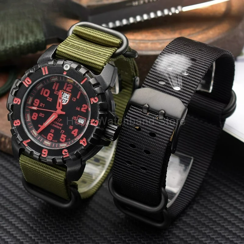 All Day Wear Nylon Watch Strap Double Hole Design 22 23mm for Luminox 3051 3080 8821 Special Buckle Skin Friendly Texture​ Band
