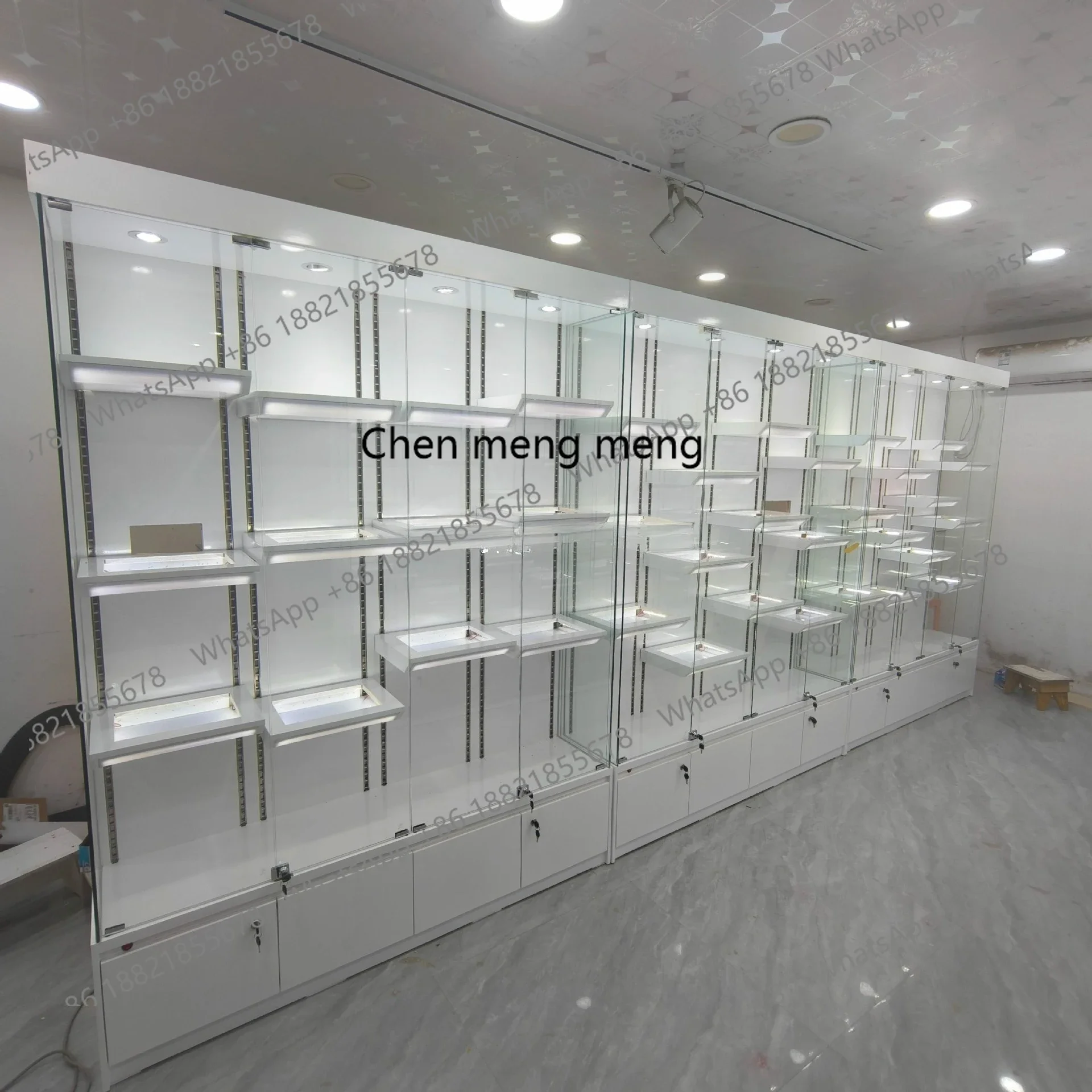 

X Background wall display cabinet, product display cabinet, bags, shoes, prizes, display rack