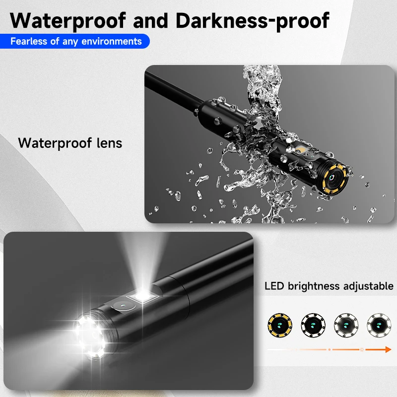 7-дюймовый IPS-экран, бороскоп со съемной конструкцией, двойной объектив, 8 мм HD1080P, промышленная эндоскопическая камера для осмотра трубопроводов, автомобильной канализации