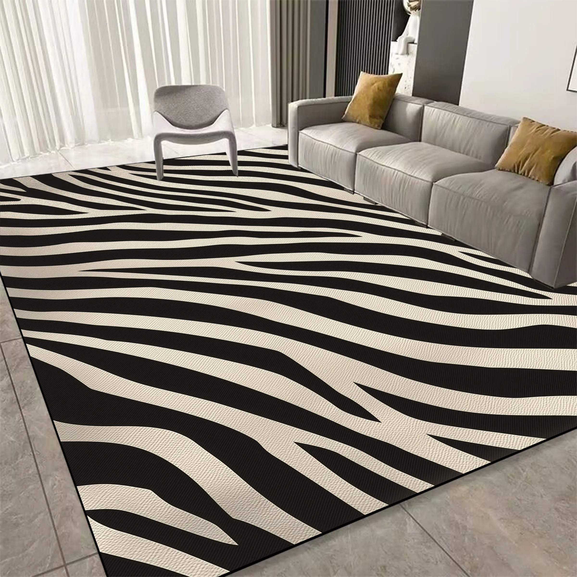 Nordic Style Black White Carpet Living Room Minimalist Striped Home Decoration Bedroom Rugs Coffee Table Non-slip Soft Floor Mat