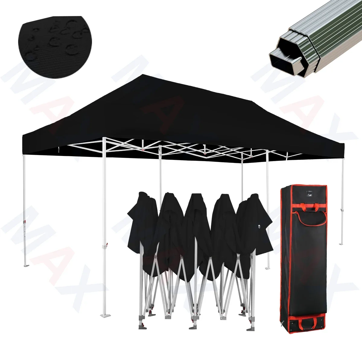 

Maxcanopy Mega commercial hex frame 50mm aluminium Exhibition tents 10x20 black canopy tent