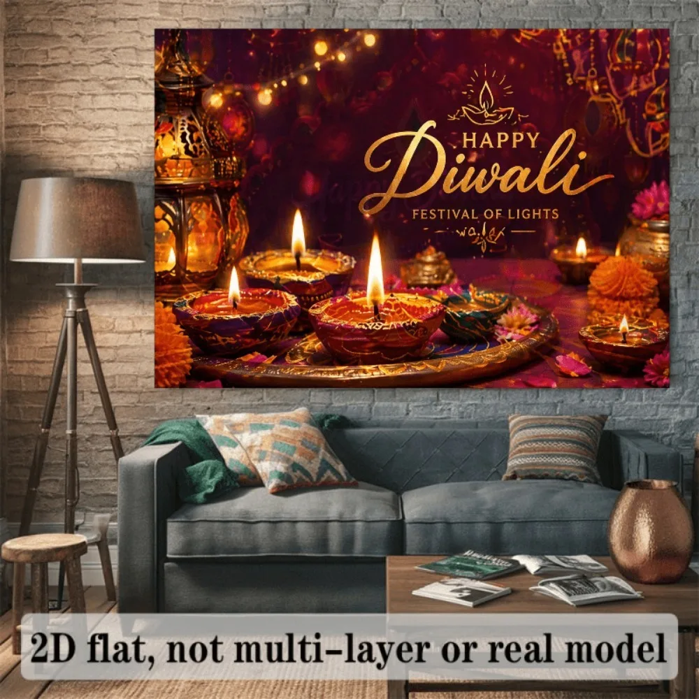 CIFBUY Vintage Diwali Aluminum Wall Art Metal Sign Waterproof Wear Resistant Tin Plaque for Home Living Room Bedroom Office Deco