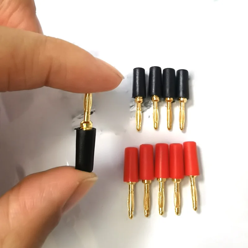 Rosso nero 2MM Banana spine placcate oro connettori mini Banana audio presa di corrente spina per presa a Banana cavo cctv L1