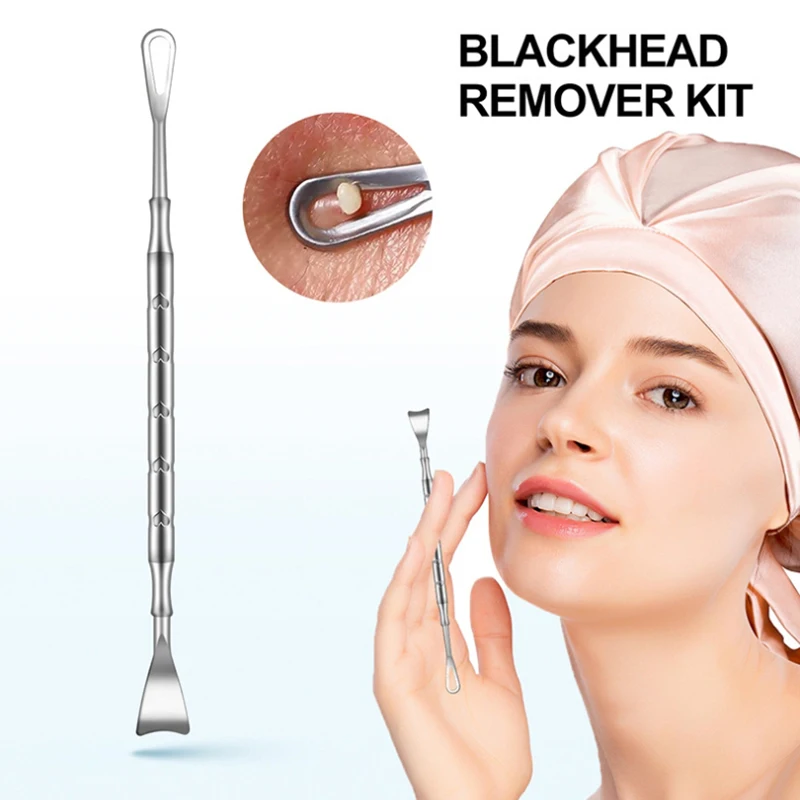 2 In 1 Pimple Popper Tool Blackhead Remover Acne Needle Removing Treatment Whitehead Popping Zit Nose Face Blemish Extractor