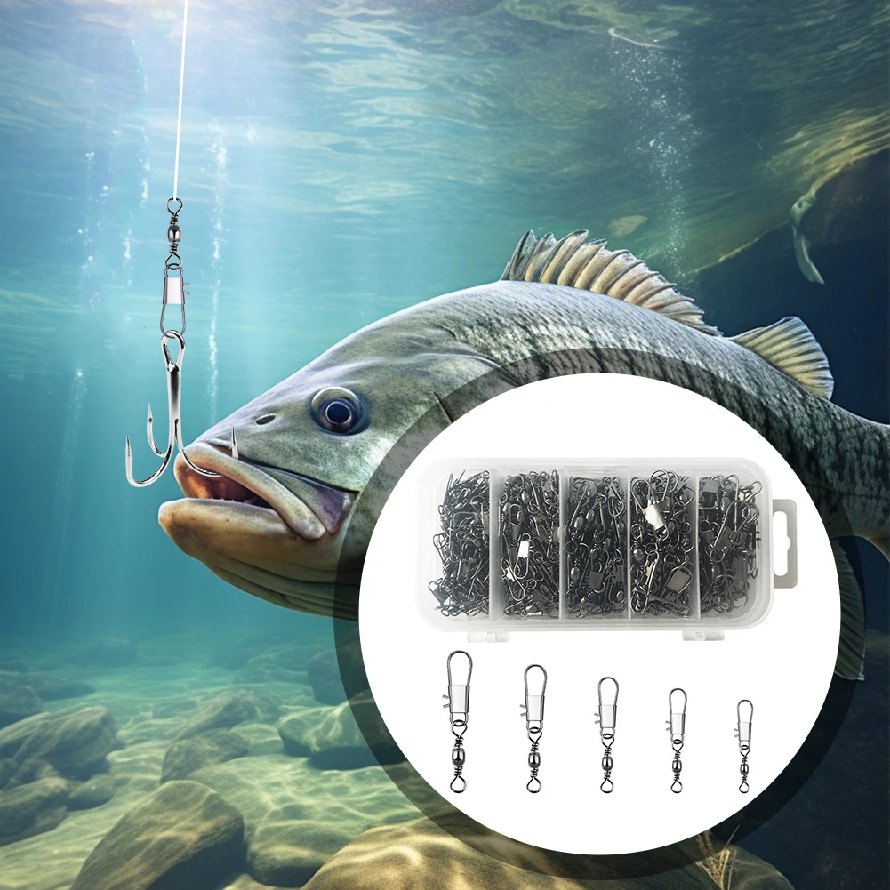 

200 шт. вертлюгов из высокоуглеродистой стали с замком-защелкой, соединители для приманок, рыболовные коннекторы, аксессуары для рыбалки на открытом воздухе