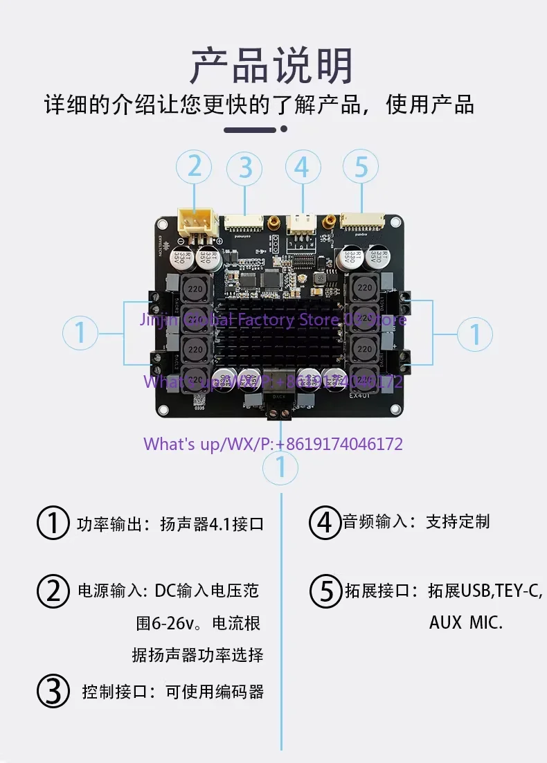1PCS DSP power amplifier board Bluetooth 5.4 high power DIY subwoofer QCC5125 surround 5 channel electronic crossover tuning
