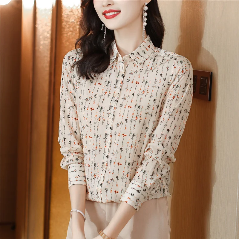 Fashion printing ladies shirts New elegant Women\'s Blouses 2023 Spring Autumn Long Sleeve Shirts Tops Blusas Mujer