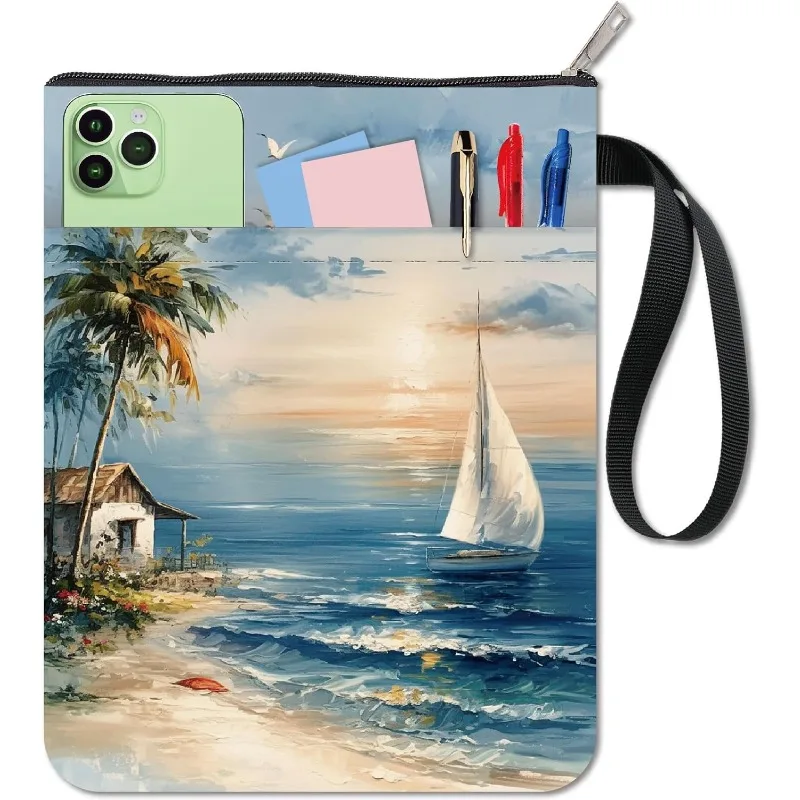 1pc 海辺の風景ブックスリーブココナッツツリーブックプロテクタービーチブックカバーペーパーバック用洗える生地布