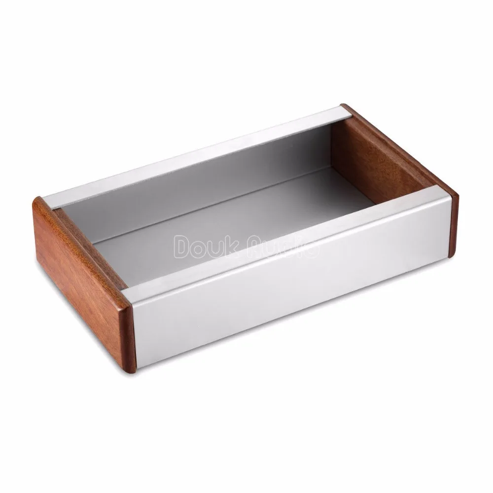 Nobsound Aluminum Chassis Amplifier Case Wooden Side Panel Box Mini Enclosure DIY House (W290mm×D170mm×H60mm）