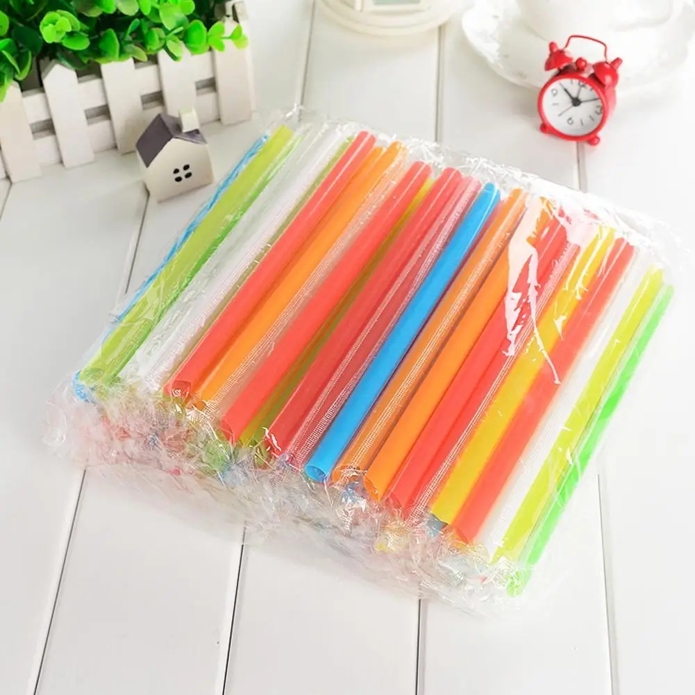 

100PCS 19cm Disposable Jumbo Colored Straw Pearl Milk Tea Bubble Tea Juice Drink Beverage Drinking Straw Party Supplies