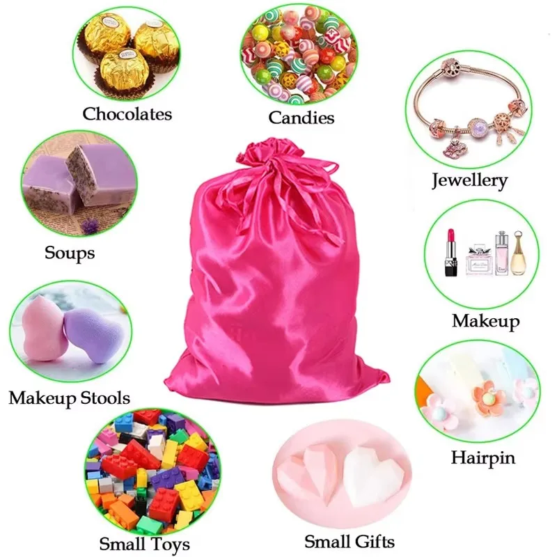 Add Logo Wig Bag 10Pcs Dustproof Drawstring Satin Bag For Bundles,Wigs,Hair Extensions,Tools,Business Gift Wig Storage Bag