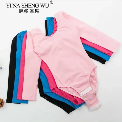 Nuevo estilo niños rosa azul brillante negro leotardo de manga larga niñas profesionales Ballet Mallas de gimnasia disfraces bailarina