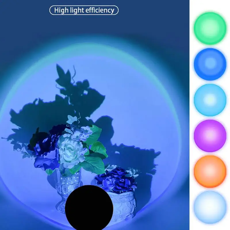 Sunset Lamp Projector Sunlight Lamp USB Charging Sunset Lamp With 7 Colors 360 Degree Rotation Lamp With Push Button Plug And