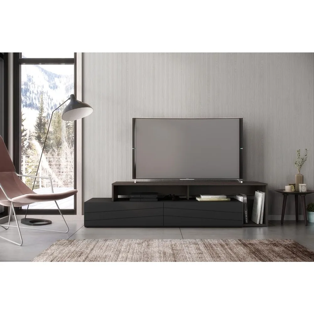 TV Stand com 2 gavetas, preto Ebony e preto, 112053 72"