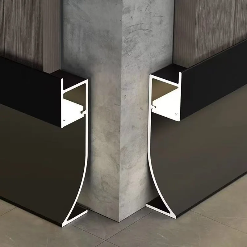 H40/65mm Skirting Line Border Aluminum Profile Embedded Hidden LED Baseboard Wall Corner Decor Linear Light