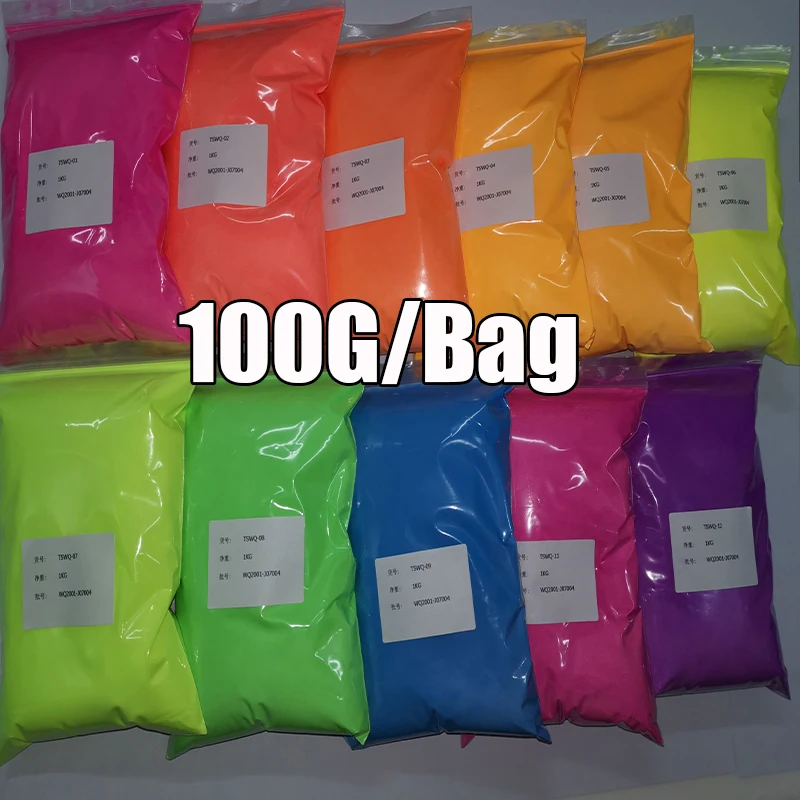 Net.100g Beruf Neon pigment Nagel pulver 12 Farben fluor zieren des Neon pulver kein Leuchten im Dunkeln Phosphor Maniküre Neons taub