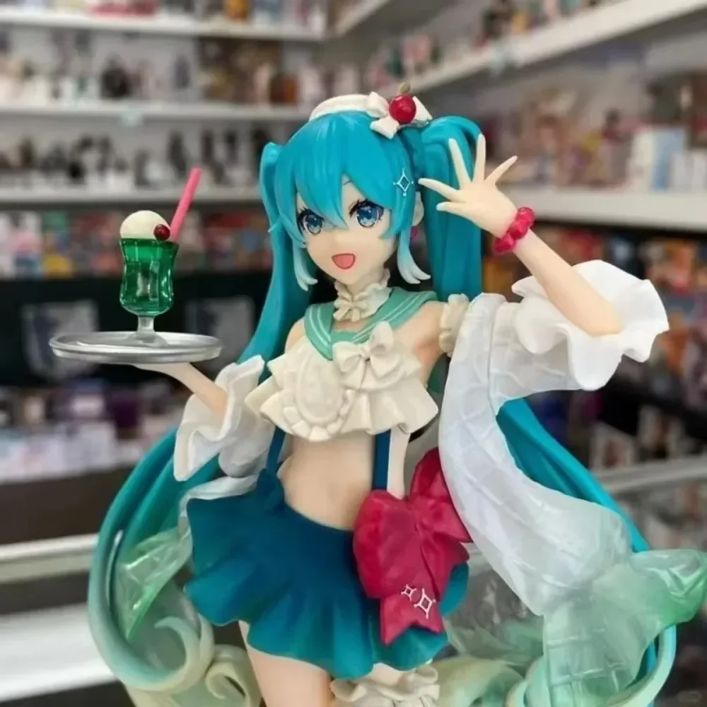 在庫あり風流オリジナルエクシードクリエイティブフィギュアsweetsweets初音ミクメロンソーダフロートpvc-17センチメートルアニメアクションフィギュア模型玩具