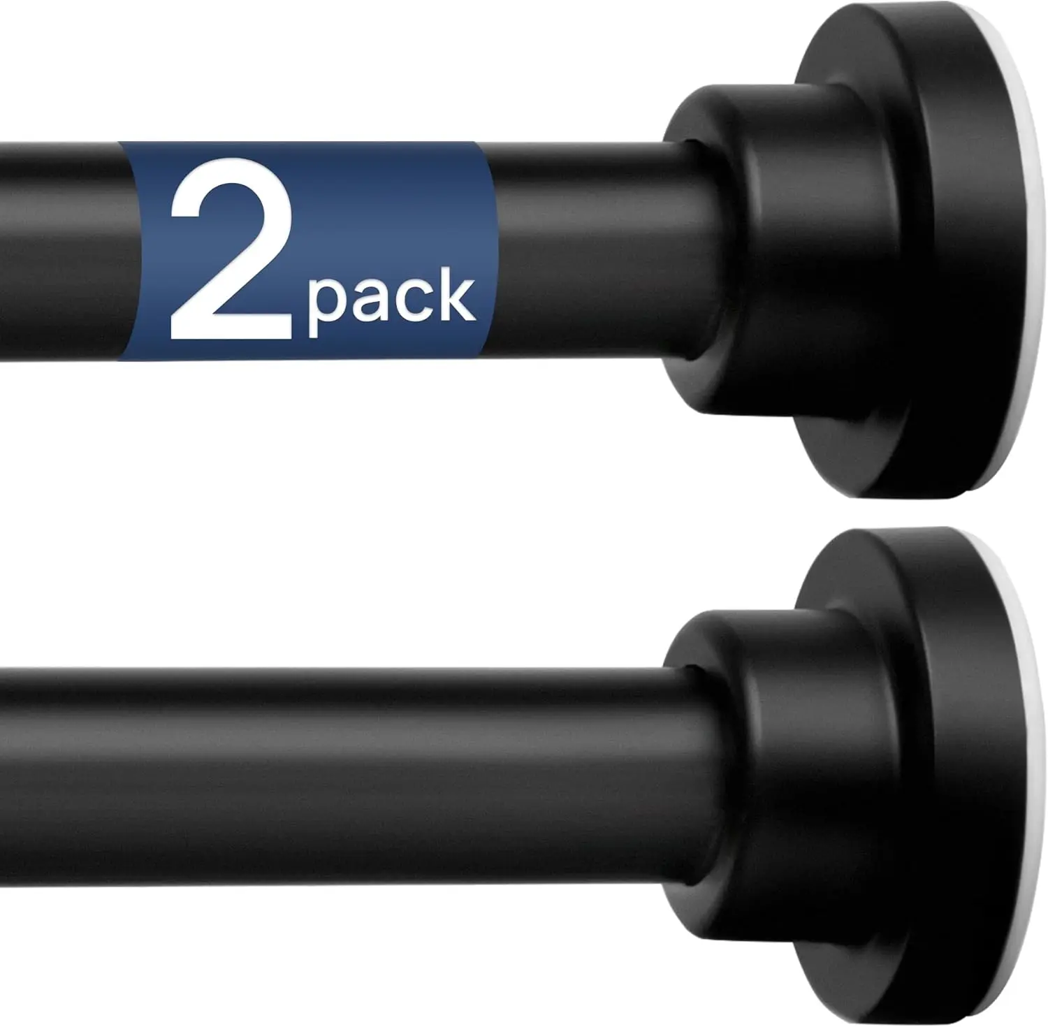 

2 Pack Adjustable Spring Tension Curtain Rods 32 to 66 Inches, StainlSteel Matte Black Shower Rod No