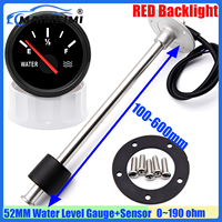 MAIMEIMI Pointer BLACK 52MM Water Level Gauge Red Backlight 0-190ohm Water Level Sensor for Universal Marine Boat Car Motor Auto