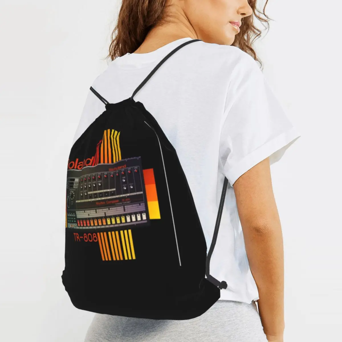 Roland Tr-808 Drum Machine Model Backpacks Casual Drawstring Bags Sports Bag Book Bags for Travel Students