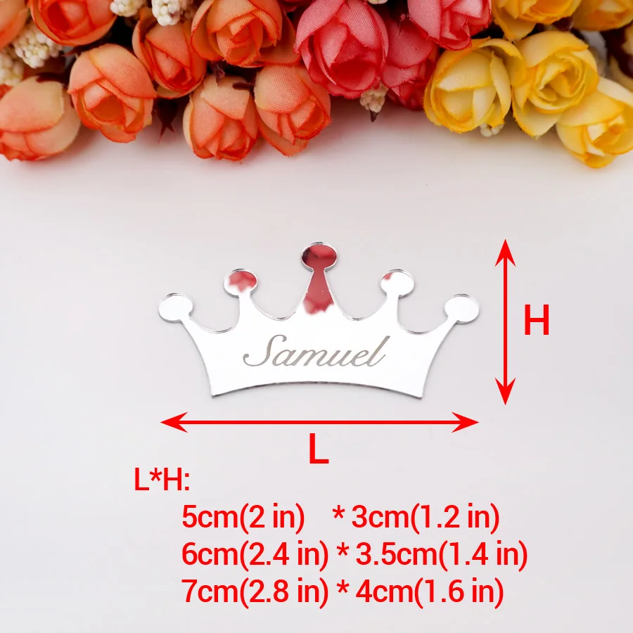 Personalized Acrylic Mirror Crown Custom Name Engagement Wedding Party Guest Gift Decor Cake Decor Baby\'s Room Sticker