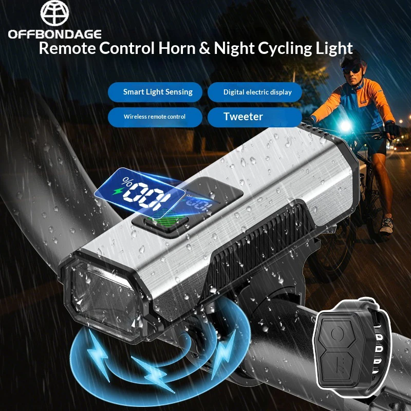 OFFBONDAGE Bicycle Front Light USB LED Rechargeable Waterproof Bike Headlight Handlebar Flashlight MTB Road Cycling Highight