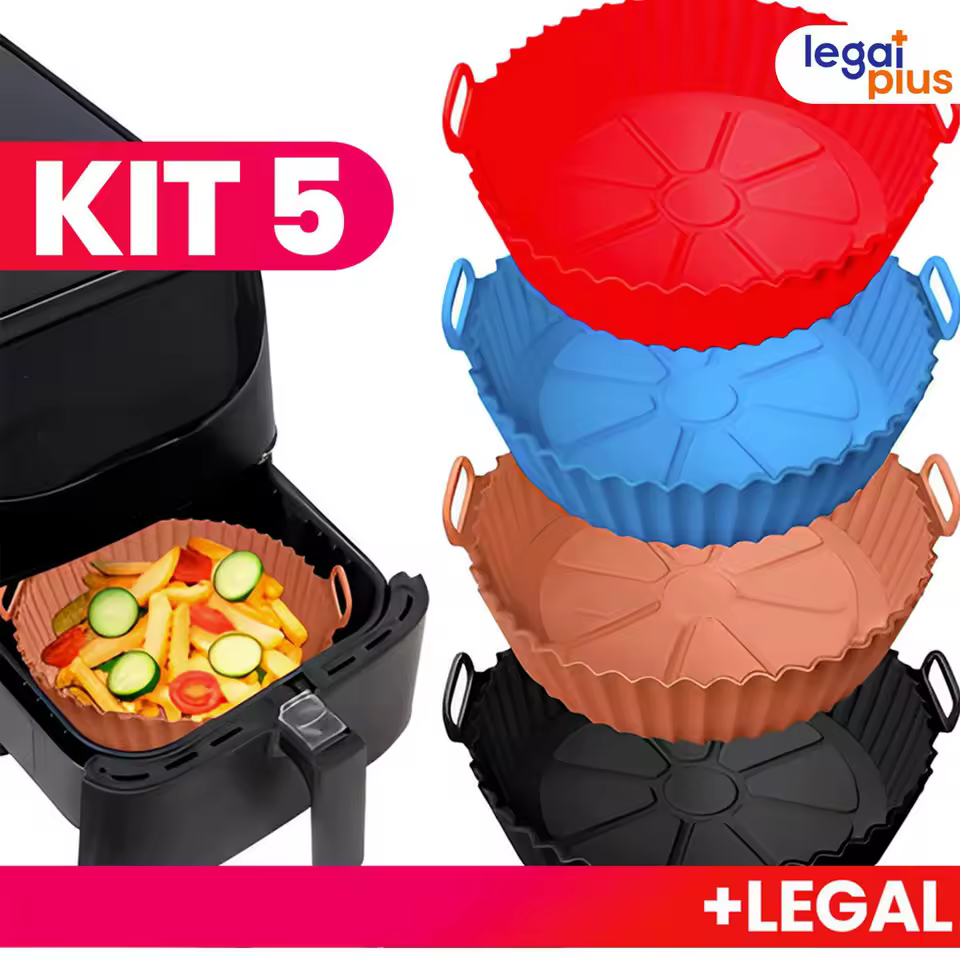 Kit 5 Forma De Silicone Para Air Fryer Forno Microondas Fritadeira Assadeira Reutilizável Antiaderente Flexível Entrega gratuita