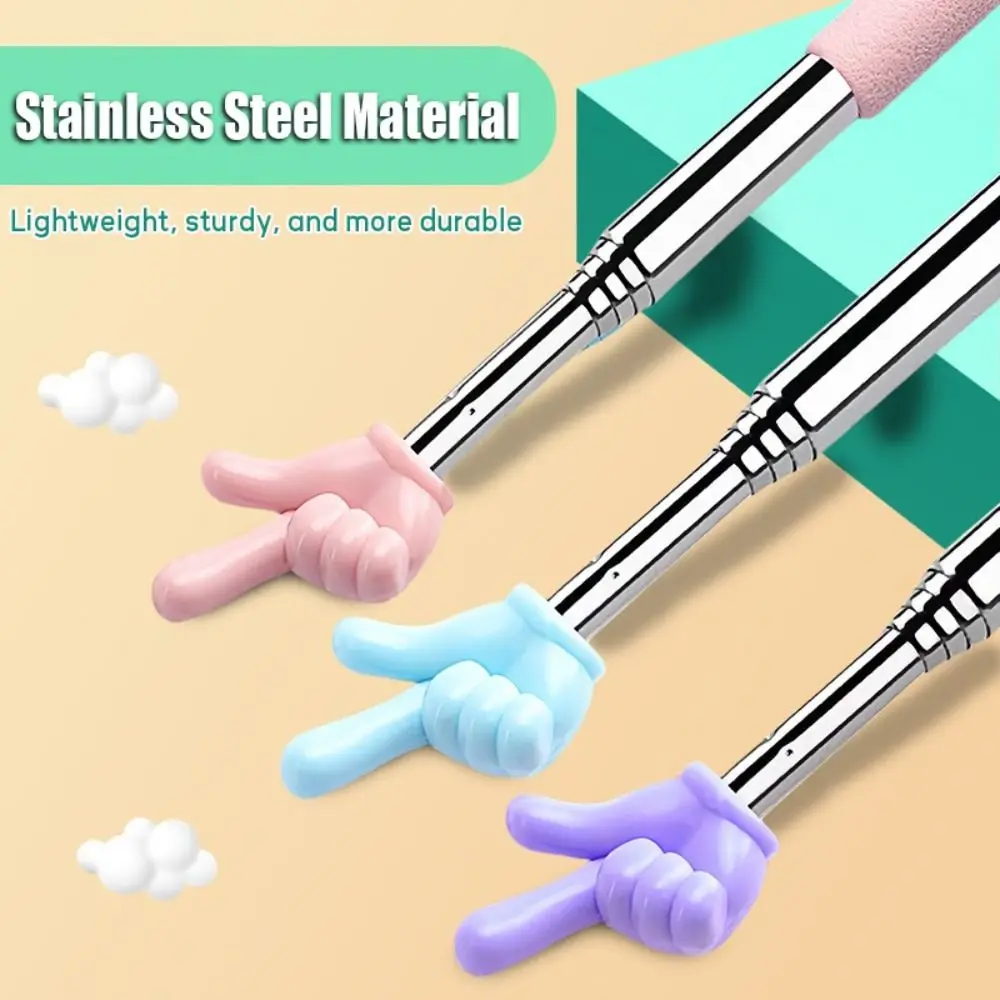 Stainless Steel Teaching Pointer Telescopic Rod Finger Design Teaching Stick Classroom Finger Pointer School Office Supplies