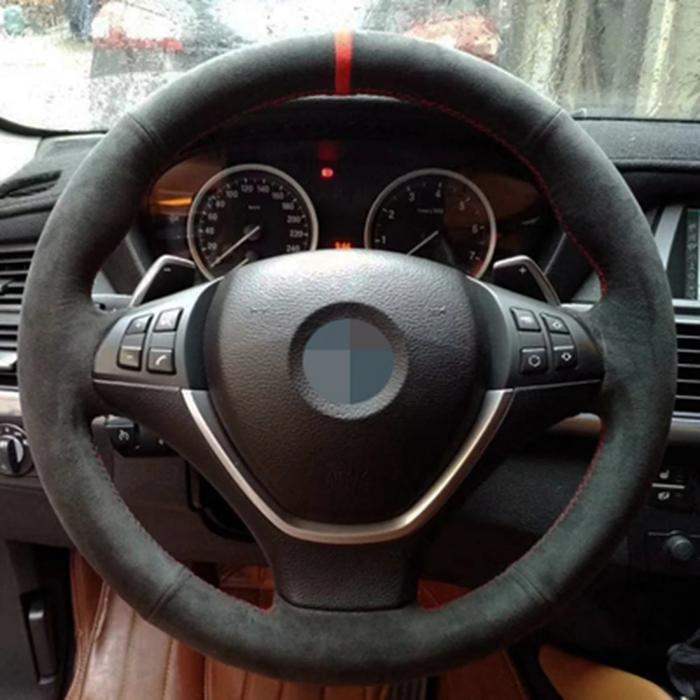 

Steering Wheel Cover For BMW X5 E70 2006-2013 X6 E71 E72 2008-2014 Leather Suede Hand-Stitched Auto Interior Accessories