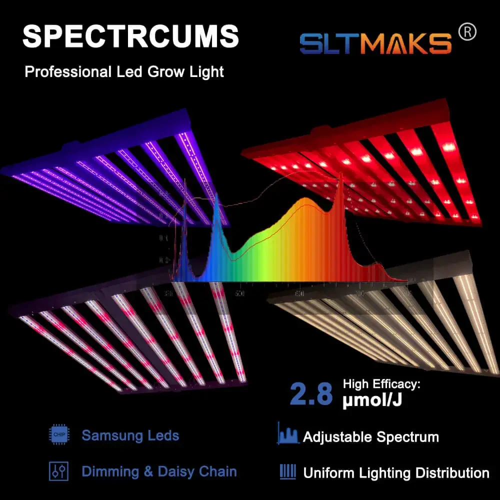 US Stock PPFD 2800 Umol/S Led Grow Lights 1000W Yields Up To 4Lb Full Spectrum Uv Ir Independent Control Lm301H Grow Light 800W